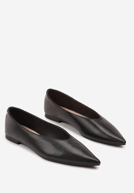 Czarne Balerinki Vices z Noskiem w Szpic i Skórzaną Wkładką Belviie