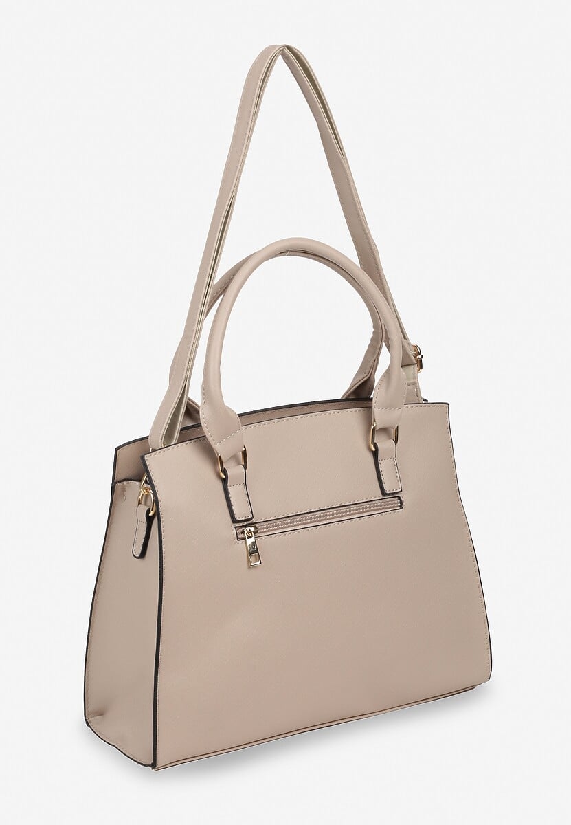 Ciemnobeżowa Torebka Trapezowa z Aplikacją w Kształcie Owada Moonbelle