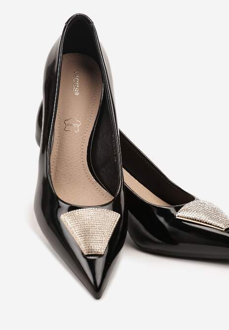 Czarne Szpilki Vices Zdobione Aplikacją z Cyrkoniami Niravine