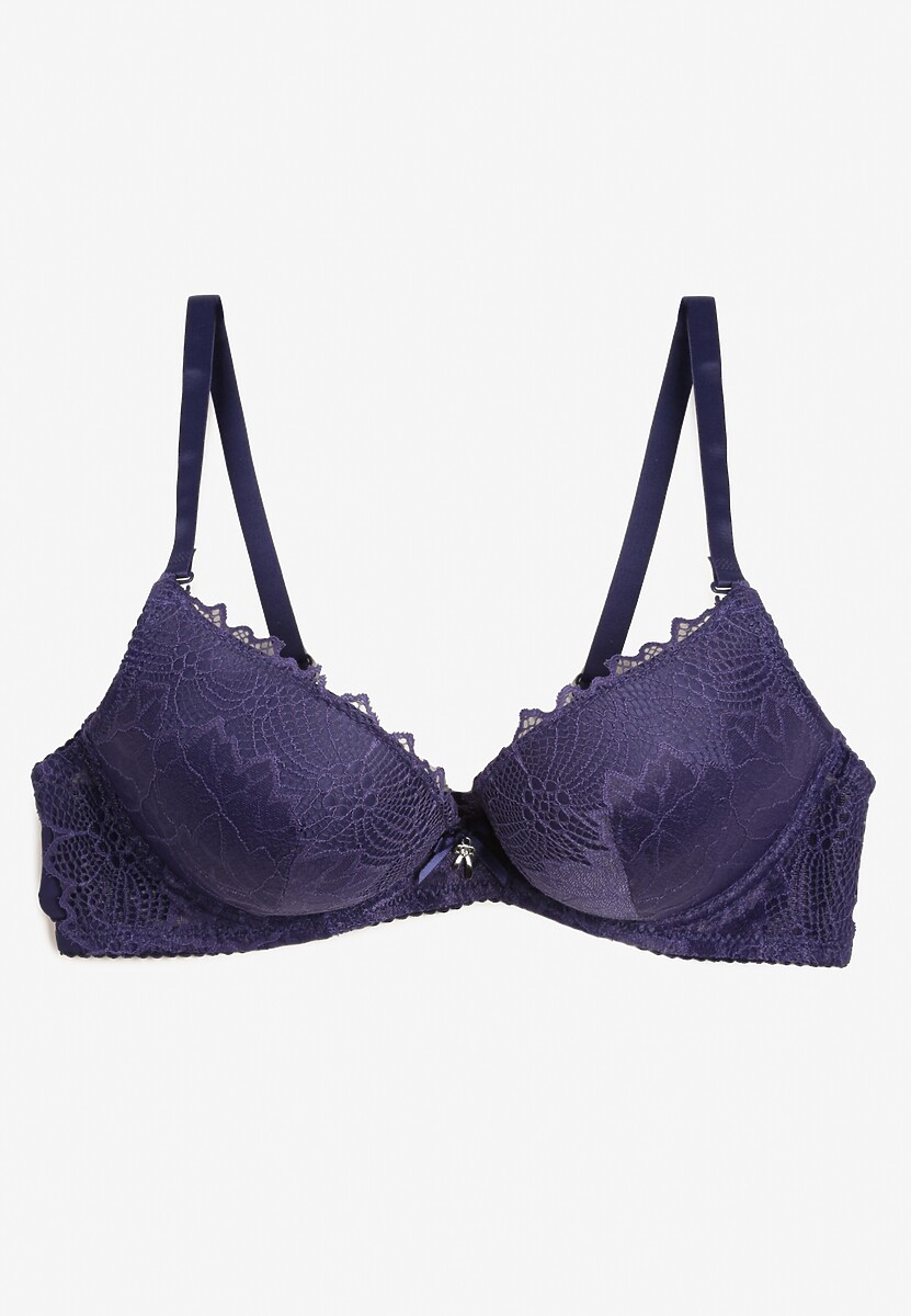Fioletowy Biustonosz Push Up z Koronką Pahalia