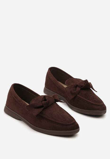 Brązowe Mokasyny z Aplikacją Kokardek Tulavira