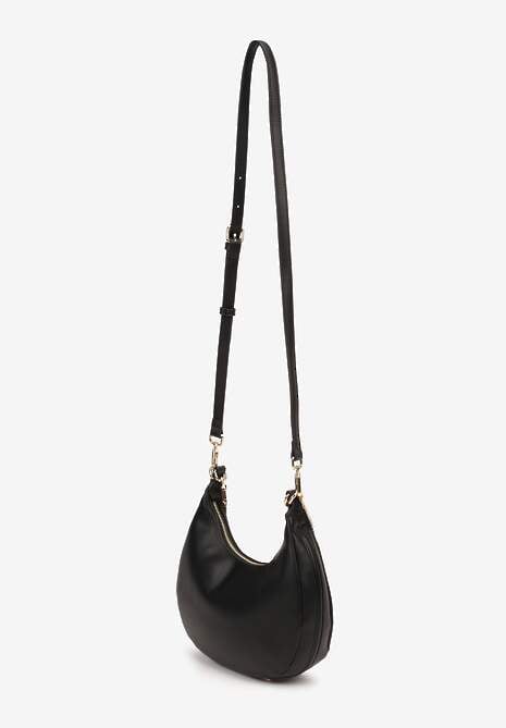 Czarna Mała Torebka ze Zdobieniem i Odpinanym Paskiem Wyneth