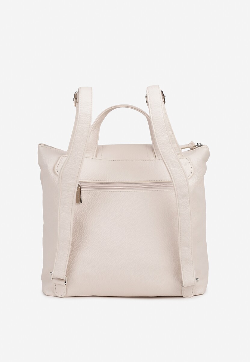 Beżowy Plecak z Ozdobnym Suwakiem Rivzedi