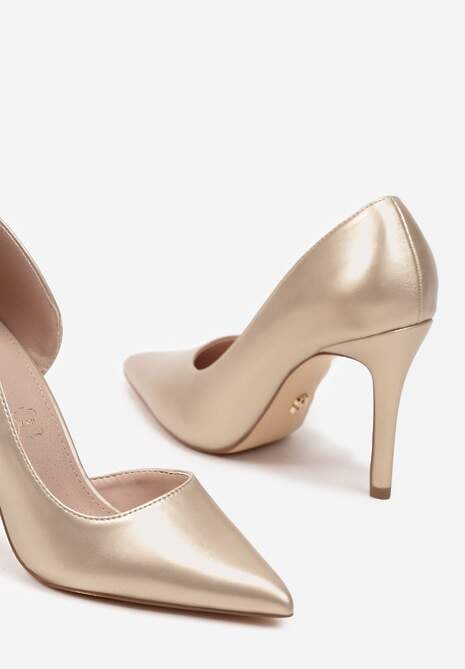 Złote Klasyczne Szpilki Vices z Wkładką z Naturalnej Skóry Norelis