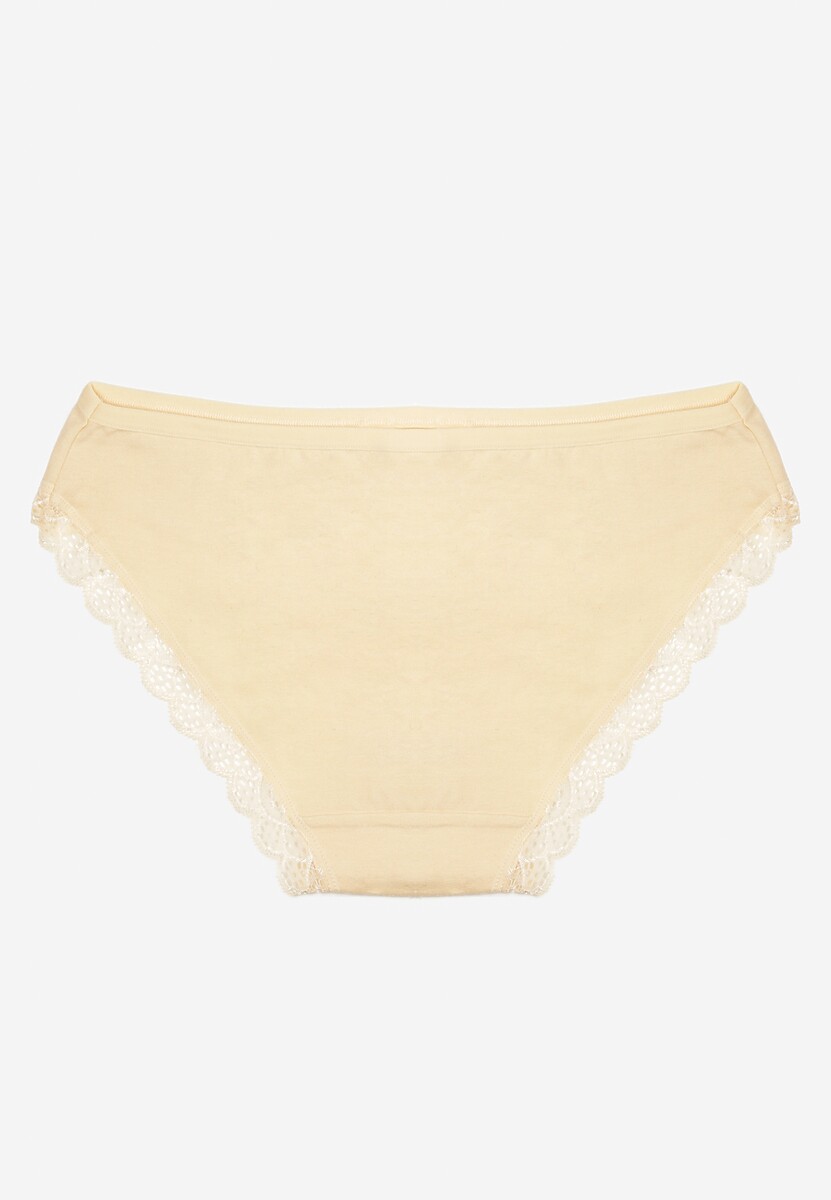 Żółte Majtki Typu Figi z Bawełny Ozdobione Koronką Blikaria