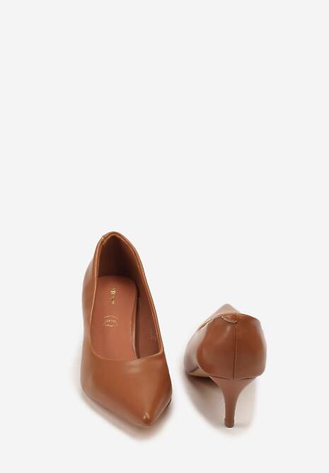 Brązowe Czółenka Vices na Obcasie Typu Kaczuszka ze Skórzaną Wkładką Amerisse