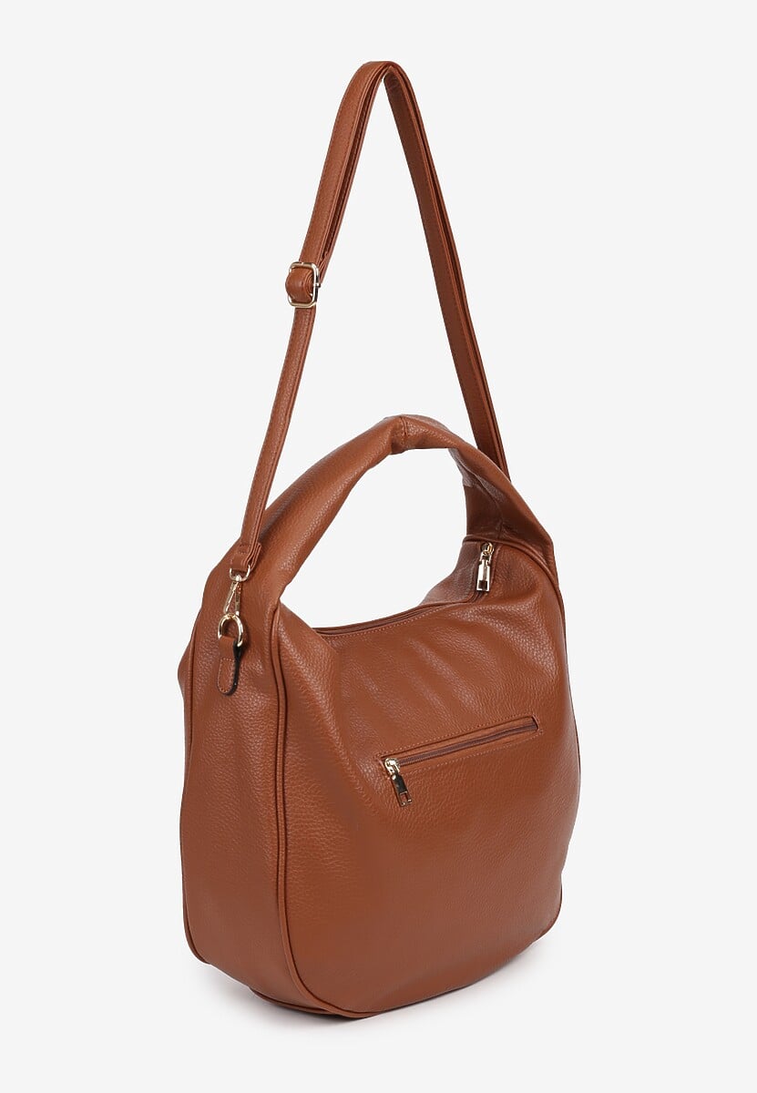 Jasnobrązowa Torebka o Fasonie Hobo z Dodatkowym Paskiem Crossbody Mepila