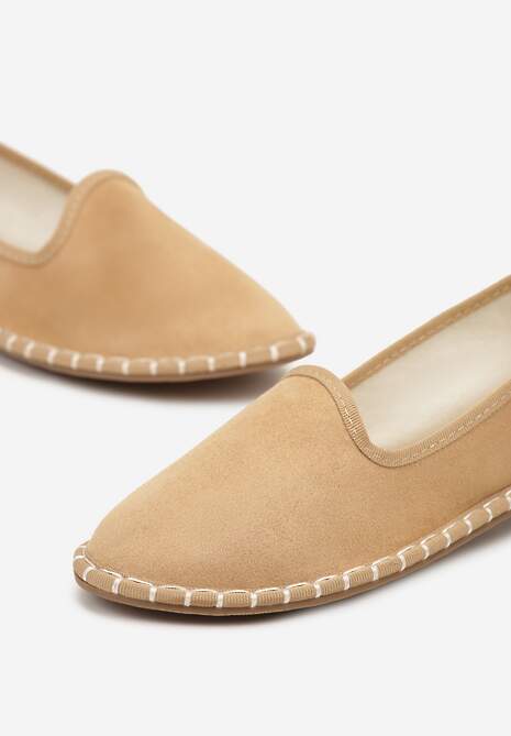 Ciemnobeżowe Espadryle Balerinki z Przeszyciami Firalissea