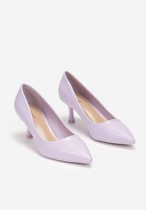 Fioletowe Czółenka ze Szpiczastym Noskiem na Niskiej Szpilce Maribelle