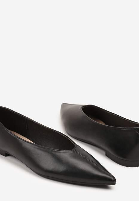 Czarne Balerinki Vices z Noskiem w Szpic i Skórzaną Wkładką Belviie