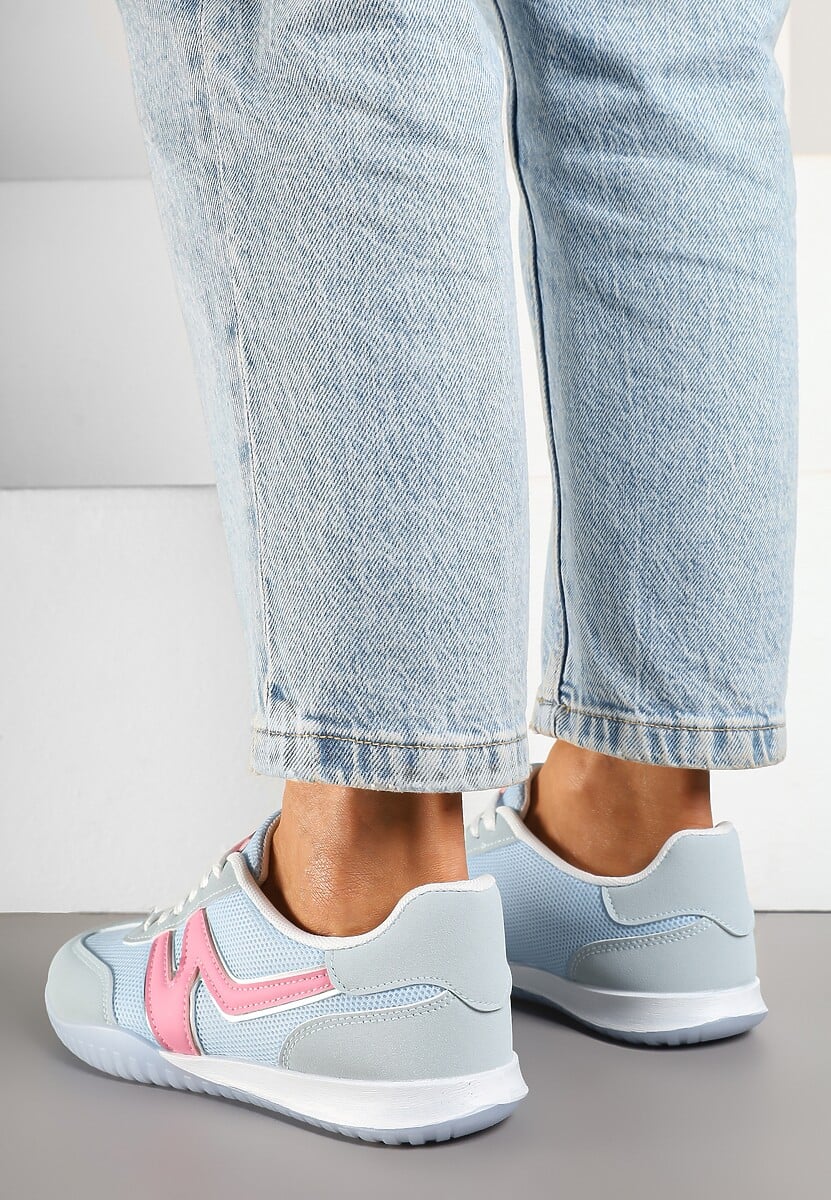 Niebieskie Sneakersy Typu Klasyczne Tenisówki Zdobione Przeszyciami Elanioria