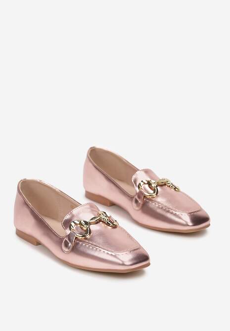 Różowe Mokasyny z Klamrą i Kwadratowym Noskiem Jacelin