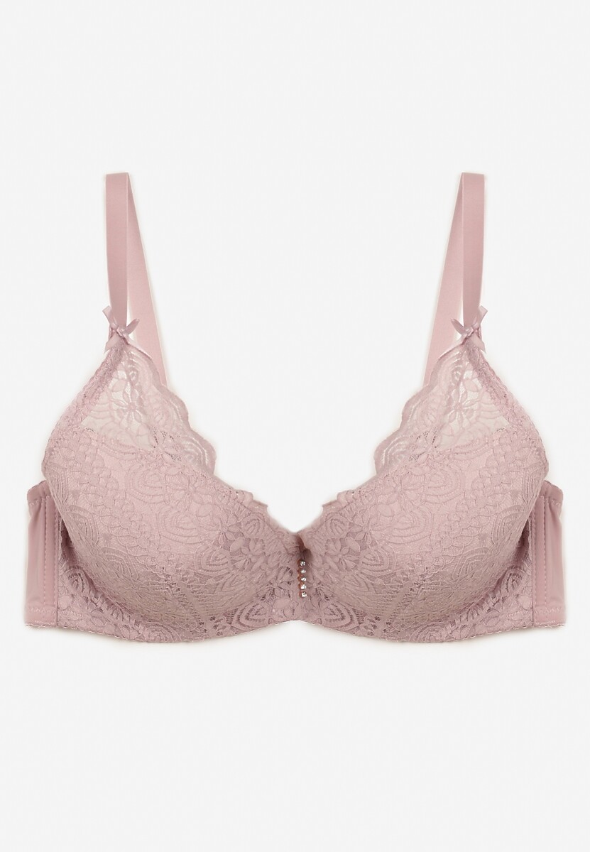 Jasnofioletowy Biustonosz Full Cup Ozdobiony Koronką Naave