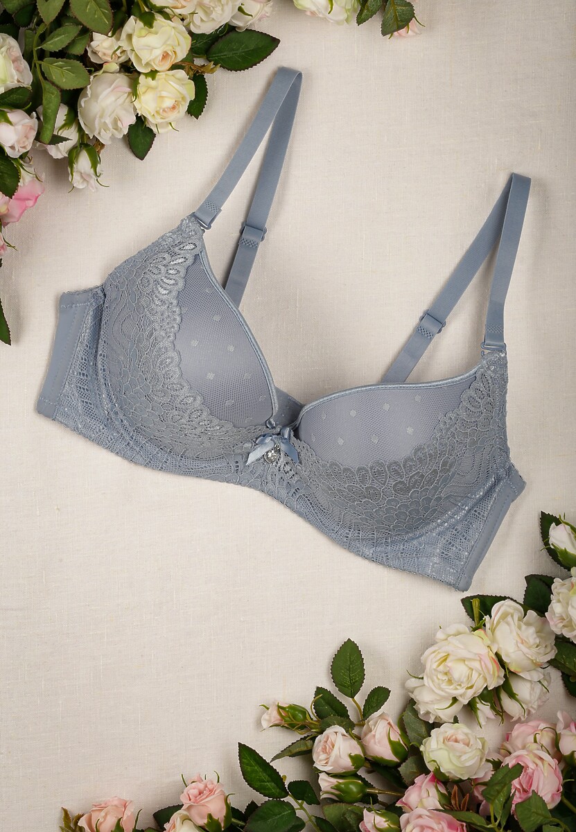 Różowy Biustonosz z Koronkowymi Wstawkami i Efektem Push Up Sellish