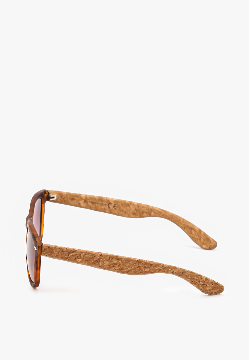 Brązowe Okulary Przeciwsłoneczne z Korkowymi Zausznicami Tinashan