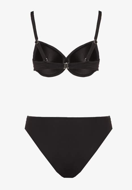 Czarne Bikini Majtki Figi Biustonosz z Trójkątną Aplikacją Natizeria