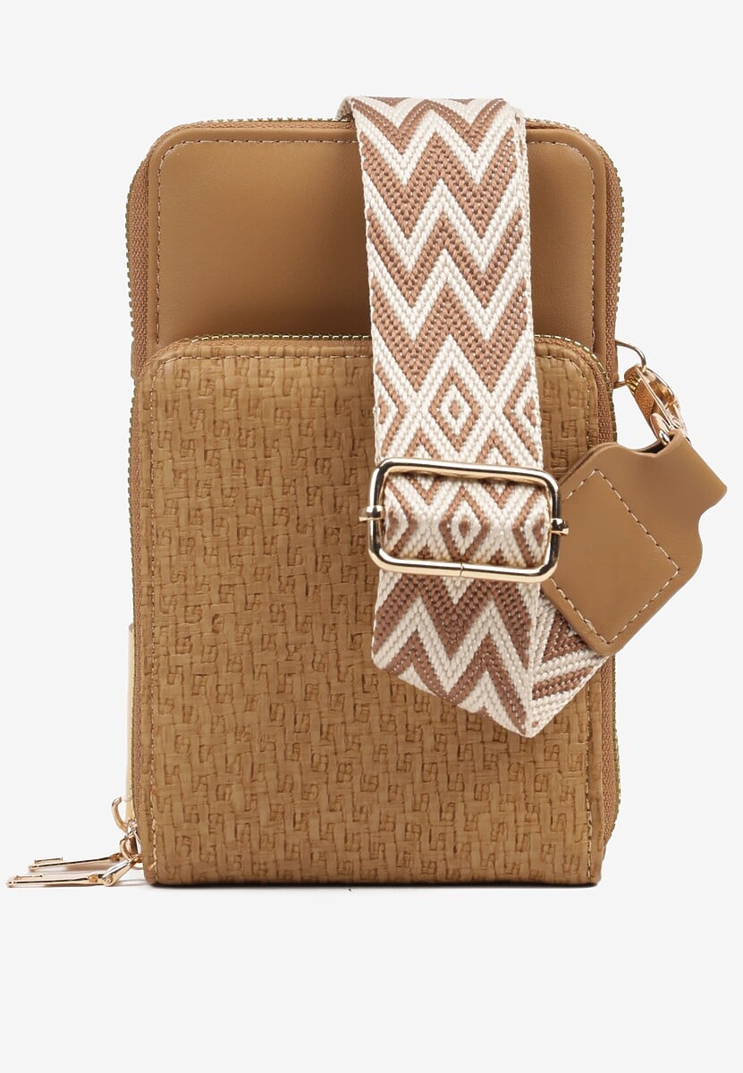 Ciemnobeżowa  Dwukomorowa Torebka w Stylu Etui Virseki