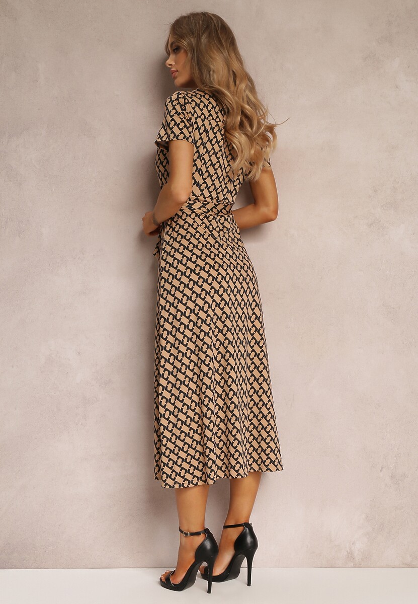 Ciemnobeżowa Sukienka Prixia