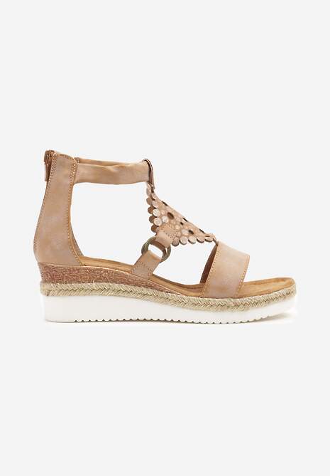 Brązowe Sandały na Niewysokim Koturnie w Stylu Boho Viarlis