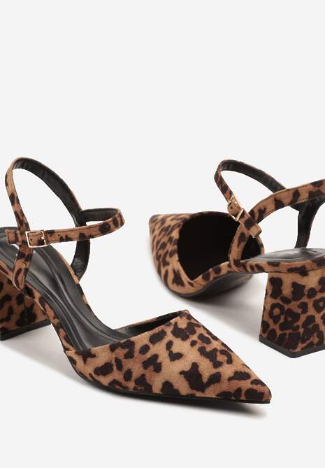 Panterkowe Sandały Lakierowane na Geometrycznym Słupku Sopelisse