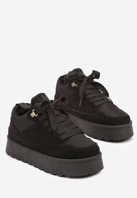 Czarne Sneakersy Śniegowce na Platformie Velavine