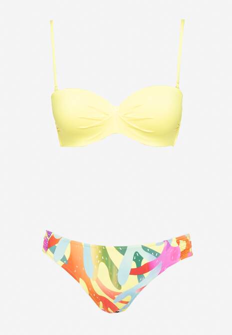 Żółte Bikini Marszczony Biustonosz i Majtki Typu Figi Salenthia