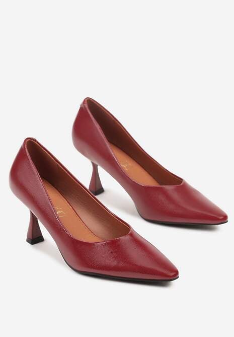 Bordowe Eleganckie Czółenka Vices na Klepsydrze ze Skórzaną Wkładką Dedvire