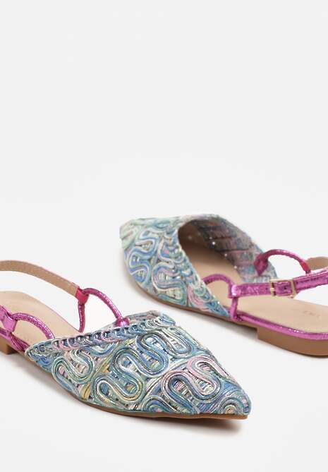 Niebieskie Sandały Slingback Vices z Metalicznymi Zdobieniami Janavie