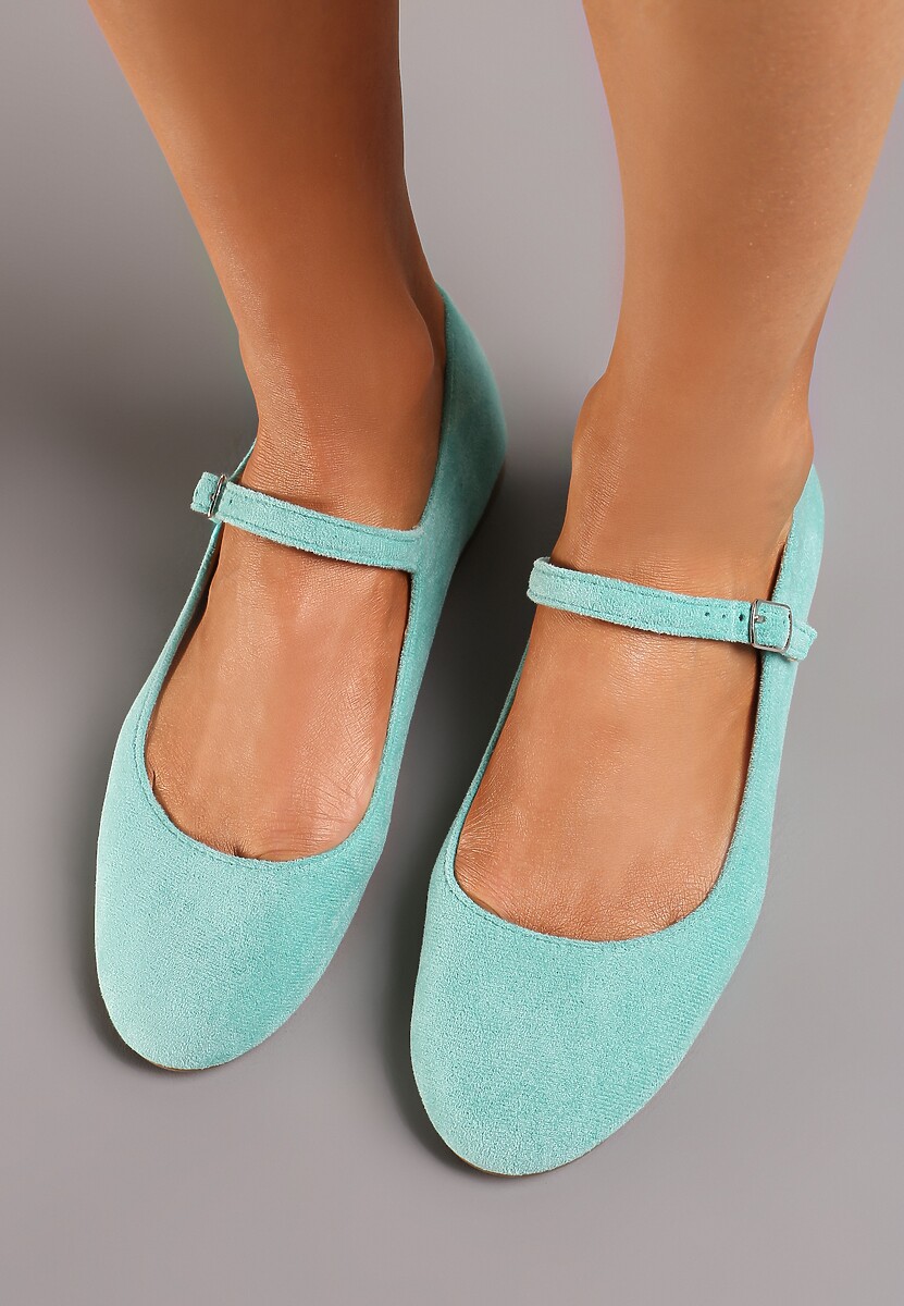 Miętowe Balerinki z Zapięciem na Sprzączkę z Ekozamszu Loraleima