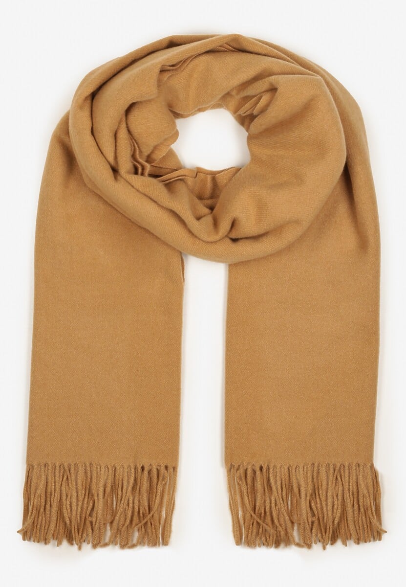 Niebieski Szalik z Wiskozą Bawełną i Frędzlami Siathlin