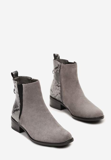 Szare Botki w Stylu Sztybletów z Metaliczną Aplikacją Verinette