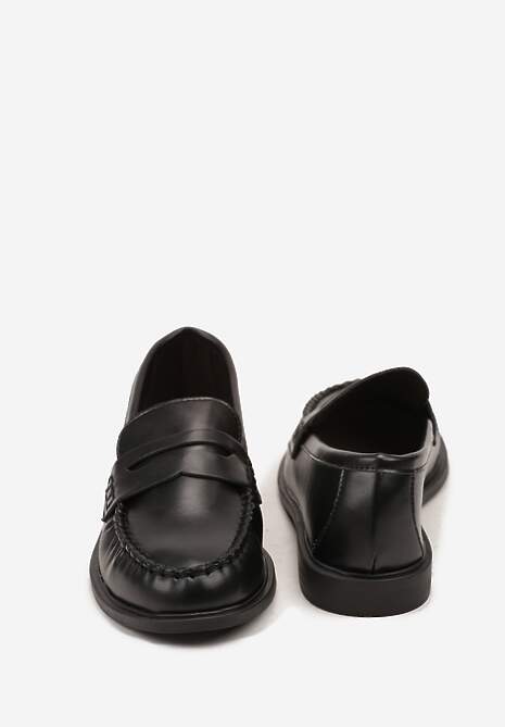 Czarne Mokasyny Vices z Marszczeniem i Wkładką ze Skóry Naturalnej Mestia