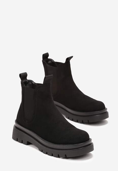 Czarne Botki Sztyblety z Elastyczną Wstawką Luviissa