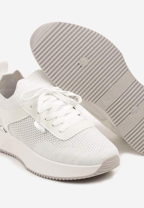 Białe Sneakersy z Siateczkową Cholewką Saramis