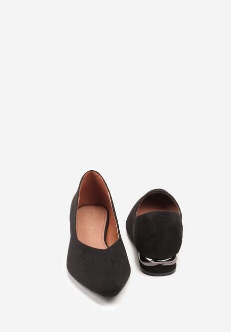 Czarne Czółenka Vices ze Skórzaną Wkładką na Ozdobnym Słupku Delvila