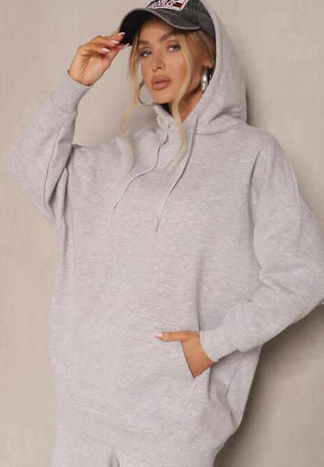 Jasnoszara Bluza z Kapturem Foss