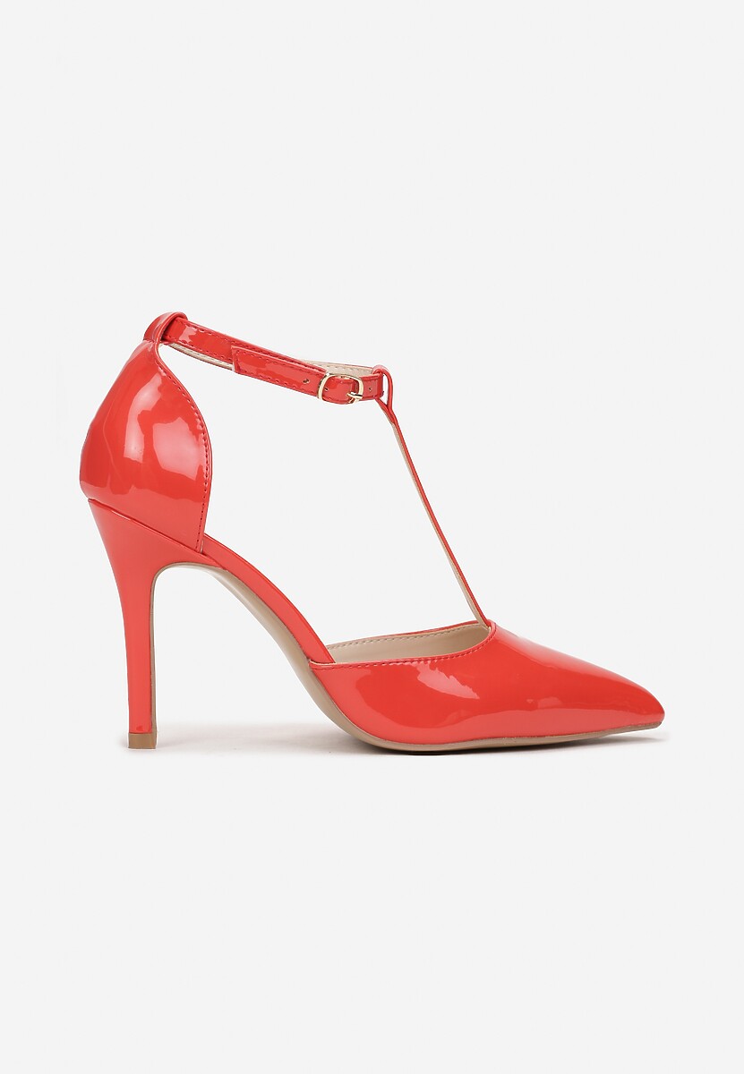 Czerwone Szpilki z Paseczkiem i Sprzączką Aravale