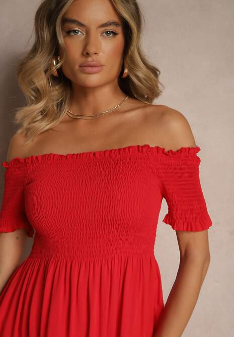 Czerwona Sukienka z Bawełny Hiszpanka Tolarelle