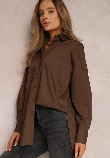 Ciemnobrązowa Koszula Bawełniana Aquida