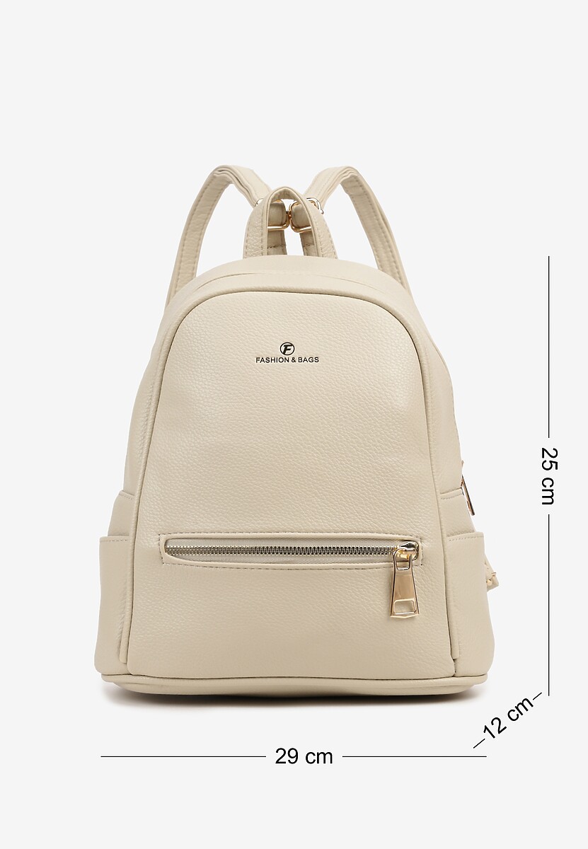 Beżowo-Kremowy Plecak z Metalicznym Zdobieniem Efarinia