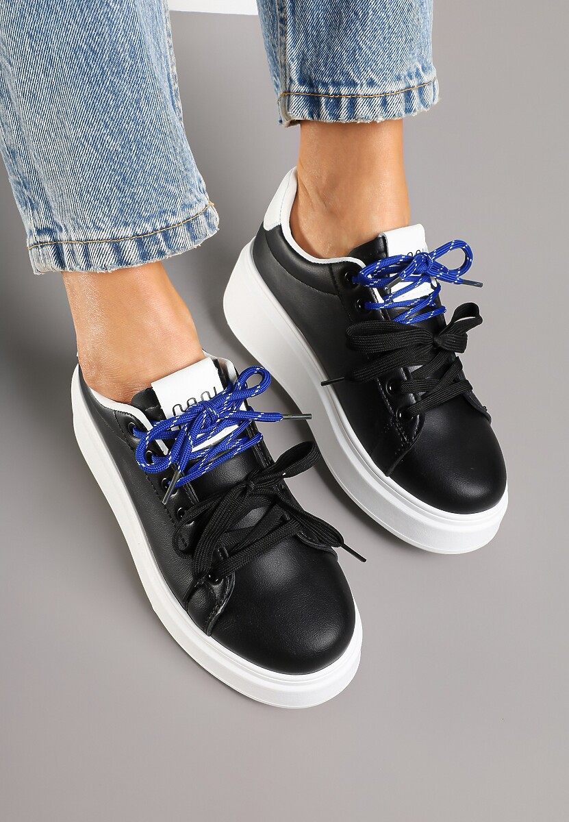 Czarno-Białe Sneakersy z Podwójnym Sznurowaniem Zdivoria