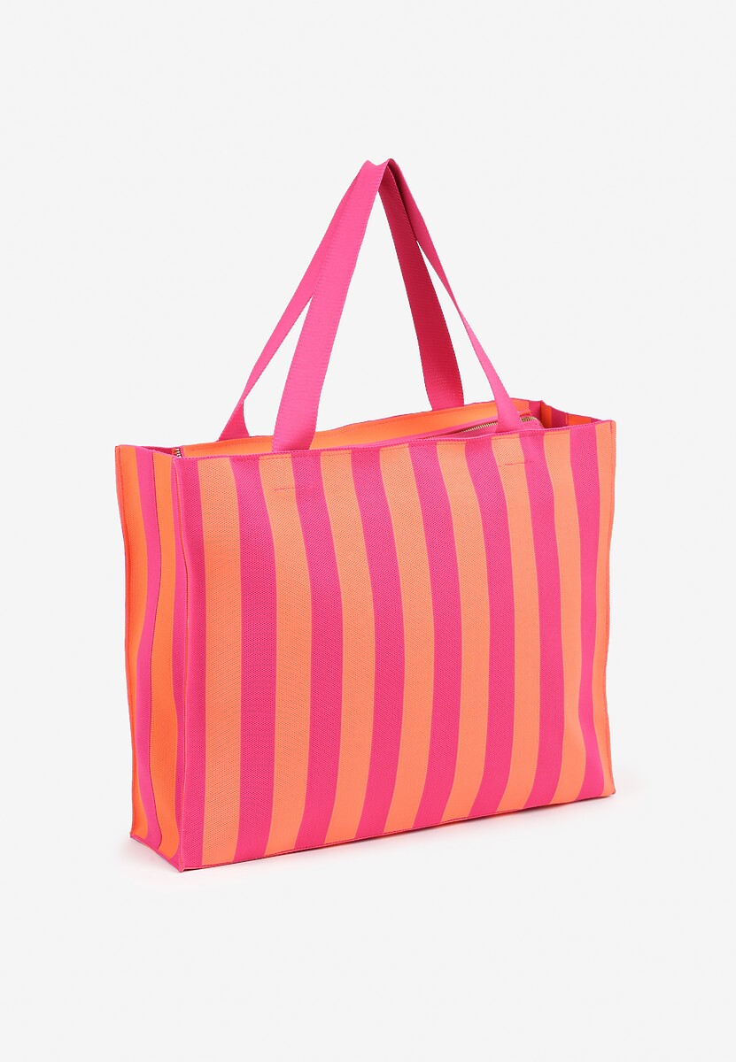 Pomarańczowa Torebka w Typie Shopper w Pasy Saliviella