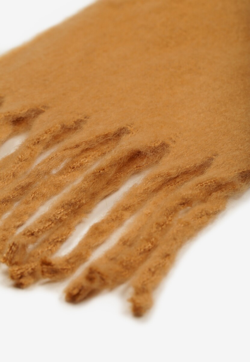 Brązowy Szalik Ozdobiony Frędzlami Esalirea