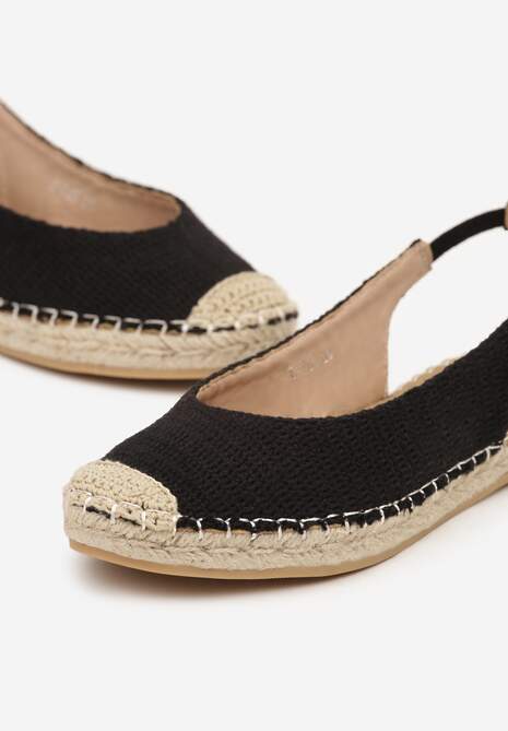 Czarne Sandały Espadryle Slingback Ozdobione Plecionką Addiena