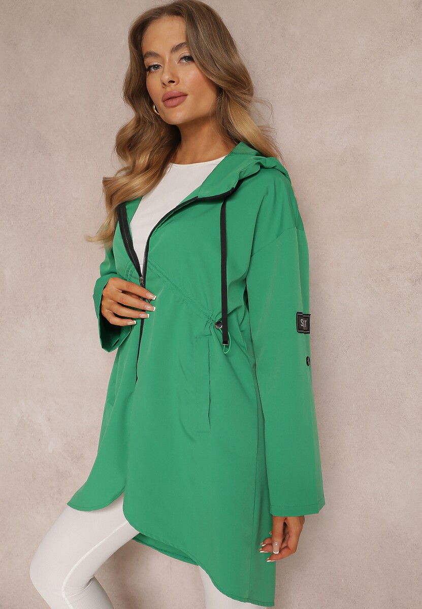 Zielona Kurtka Oversize Wiatrówka Ceshela