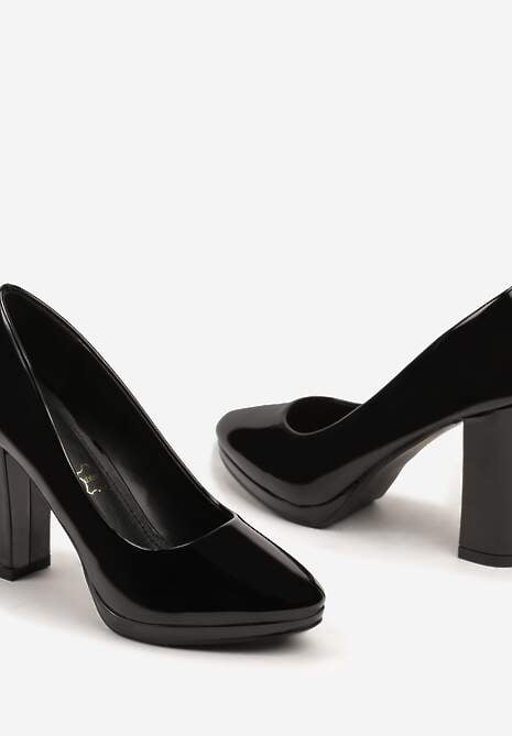 Czarne Czółenka Vices na Obcasie z Wkładką ze Skóry Naturalnej Ravandira