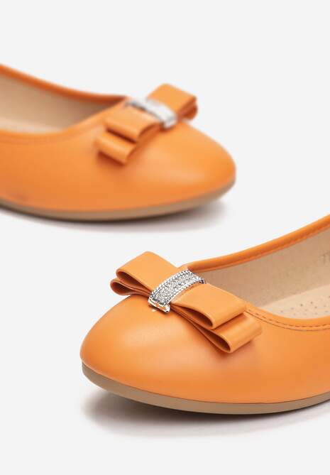 Pomarańczowe Balerinki z Ozdobną Kokardką z Cyrkoniami Ferniendha