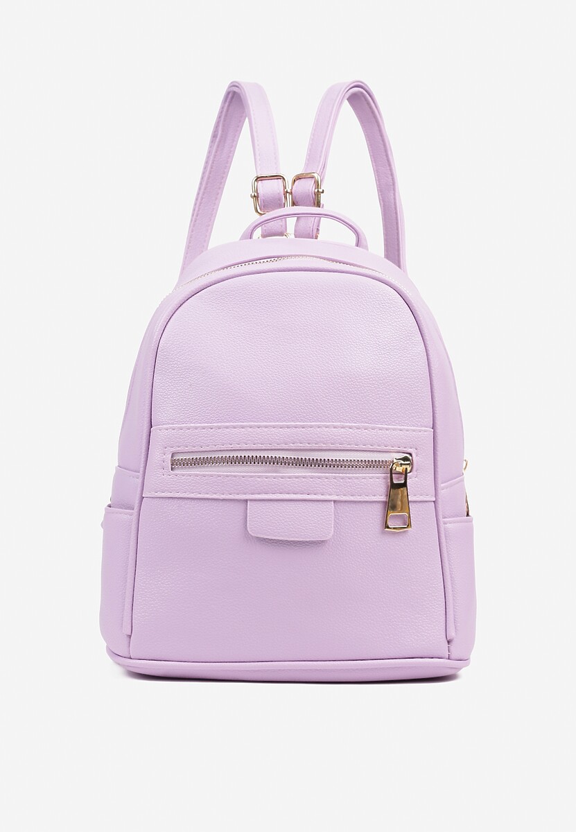 Ciemnobeżowy Mały Plecak Trapezowy Zdobiony Aplikacją Paseriela