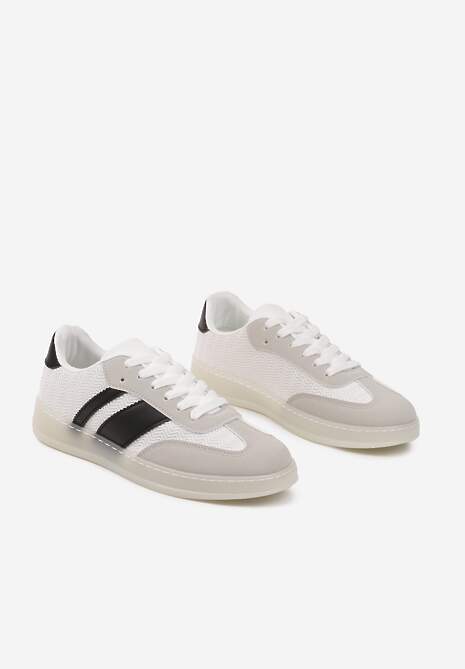 Białe Klasyczne Sneakersy Tenisówki na Półprzezroczystej Podeszwie Niniel