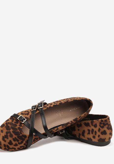 Panterkowe Balerinki Vices Mary Jane z Wkładką ze Skóry Naturalnej Rilomia